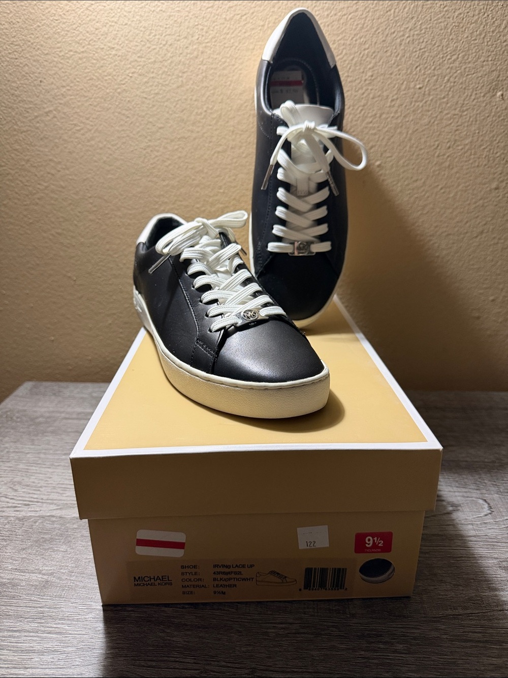 MICHAEL Michael Kors Black and White Low-Top Leather Sneakers